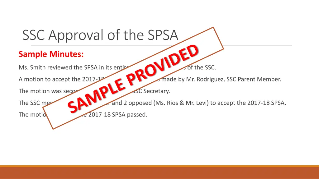 ssc approval of the spsa