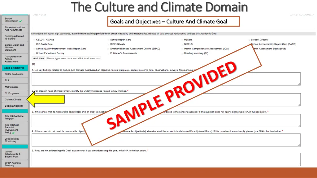 the culture and climate domain the culture