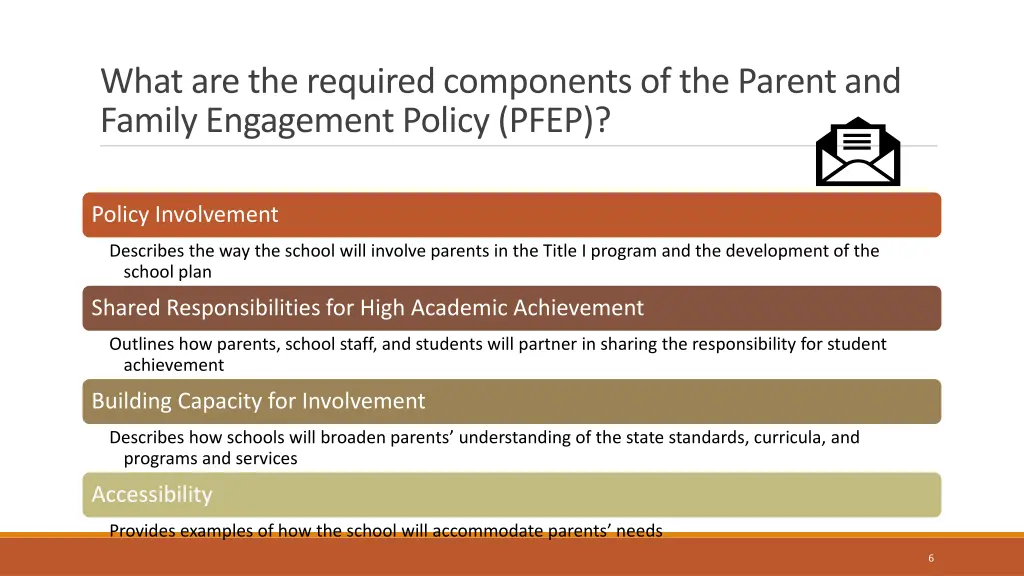 what are the required components of the parent