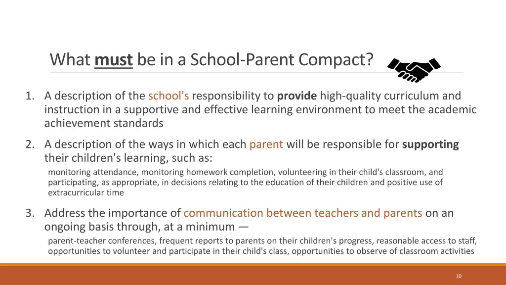 what must be in a school parent compact