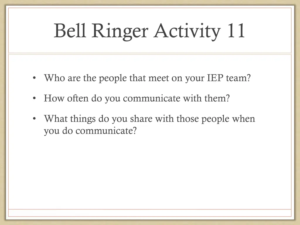 bell ringer activity 11