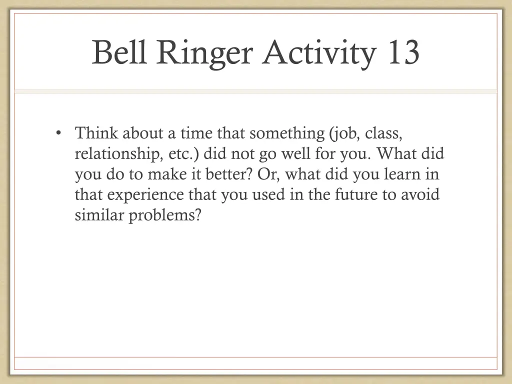 bell ringer activity 13