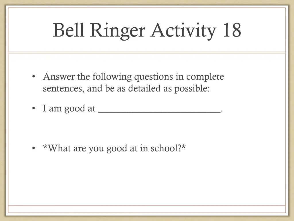 bell ringer activity 18