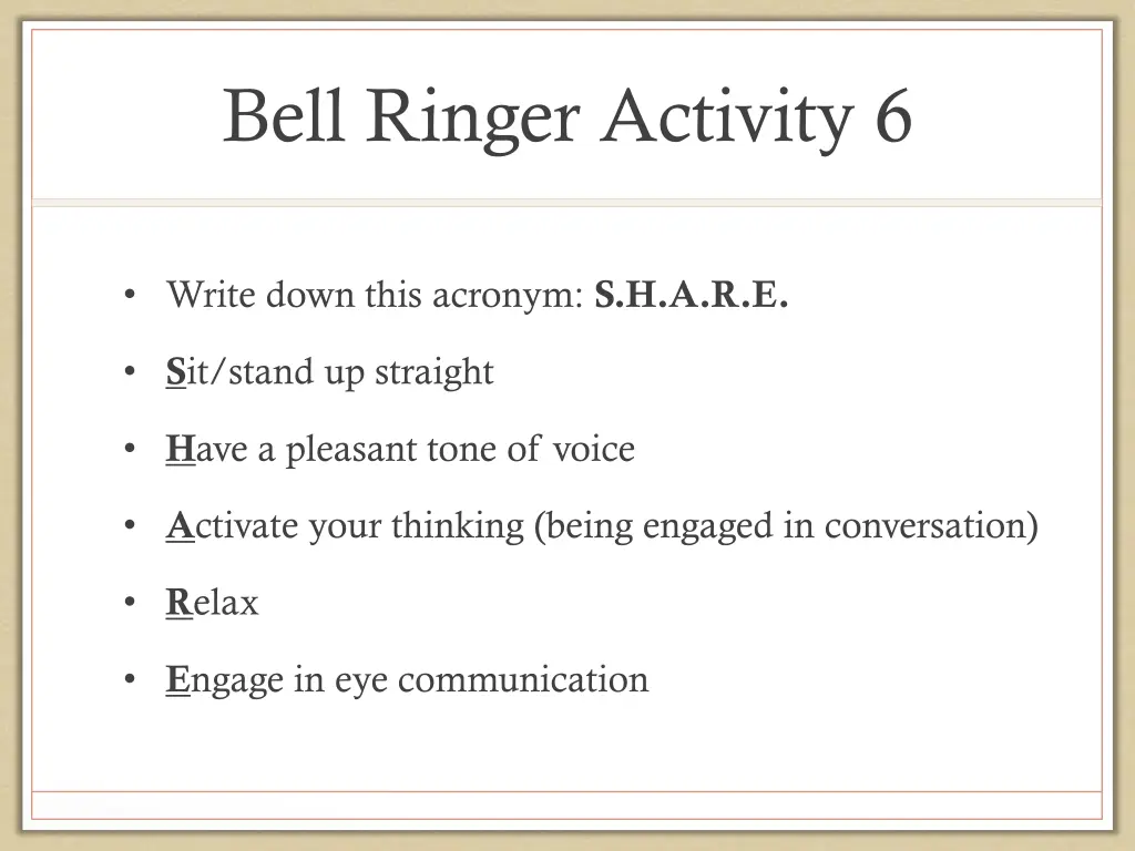 bell ringer activity 6