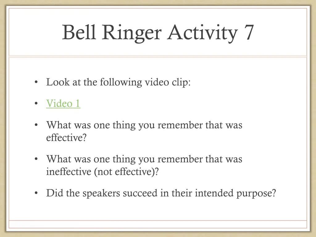 bell ringer activity 7