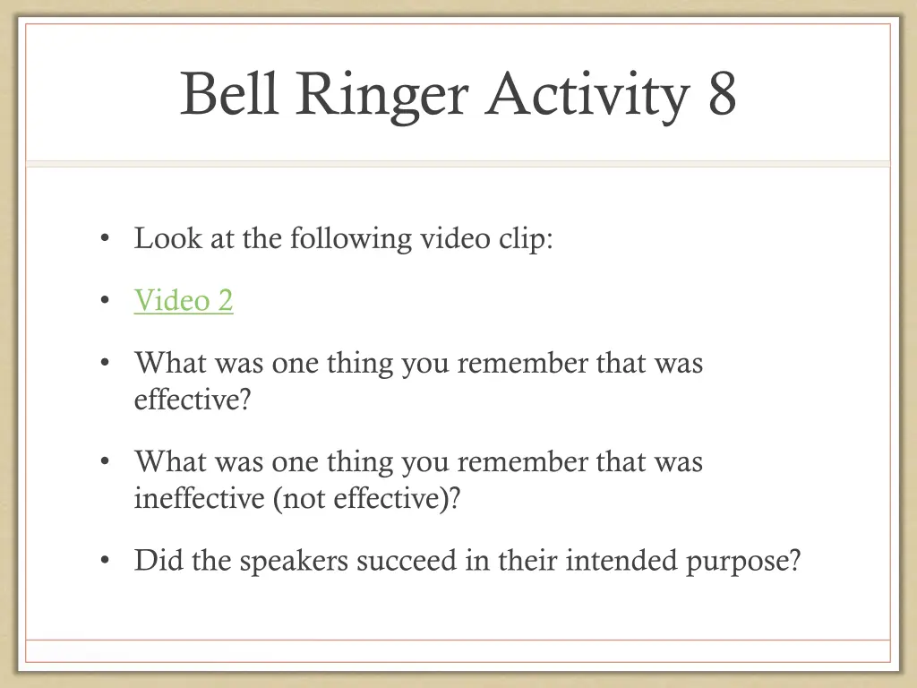 bell ringer activity 8