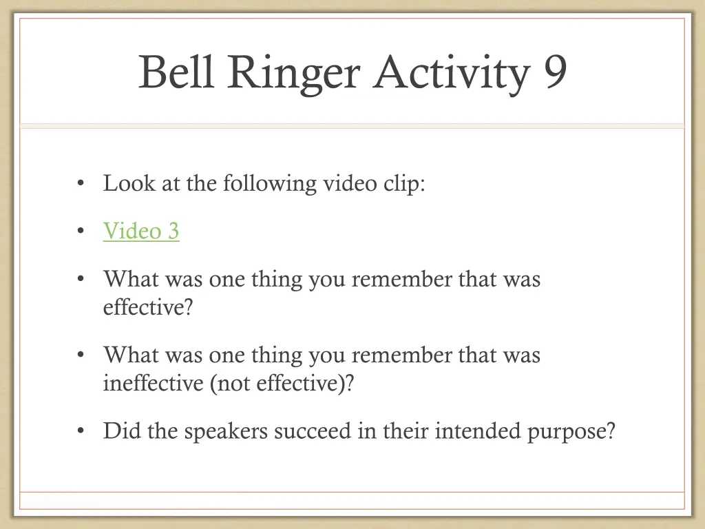 bell ringer activity 9