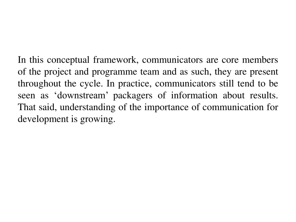 in this conceptual framework communicators