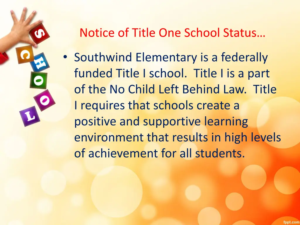 notice of title one school status