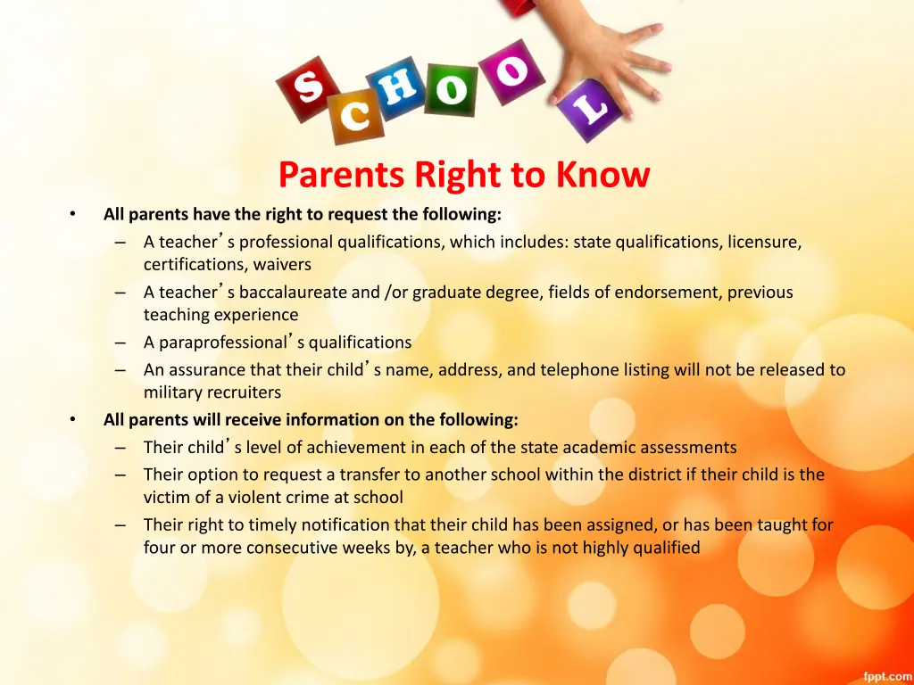 parents right to know all parents have the right