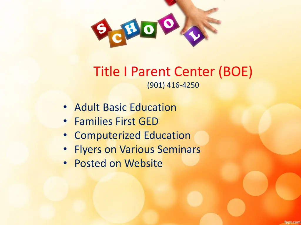 title i parent center boe 901 416 4250