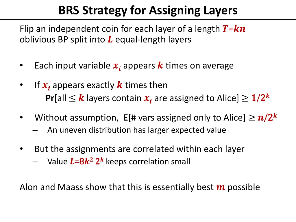 brs strategy for assigning layers
