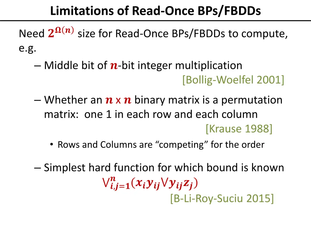 limitations of read once bps fbdds