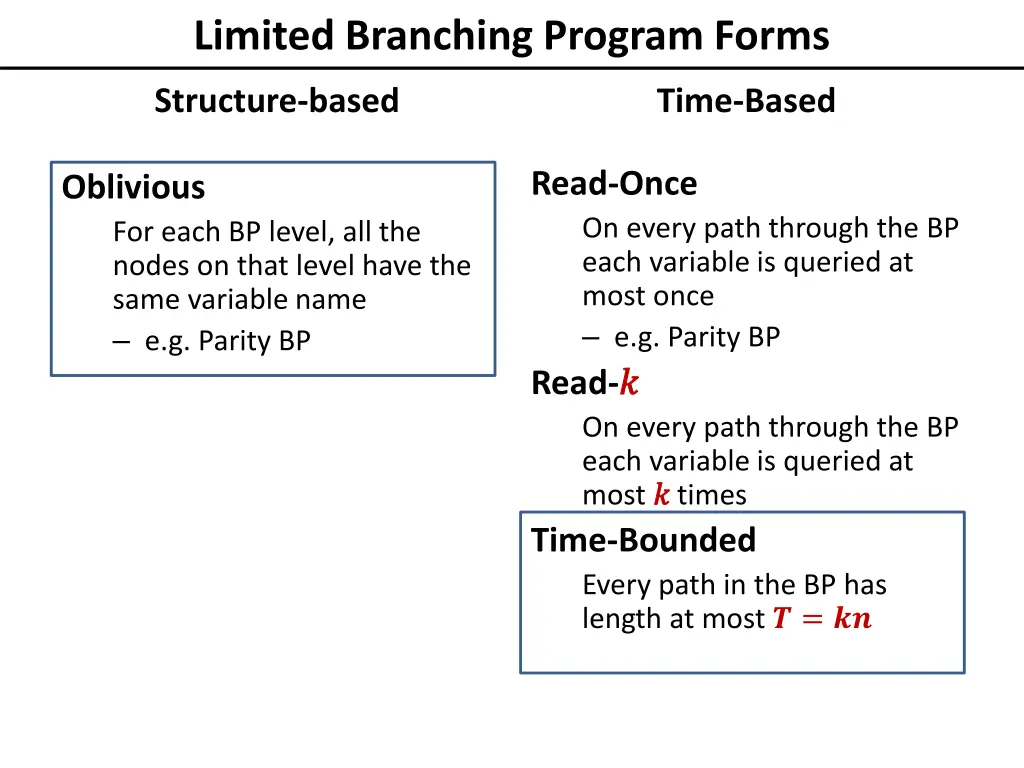 limited branching program forms 2