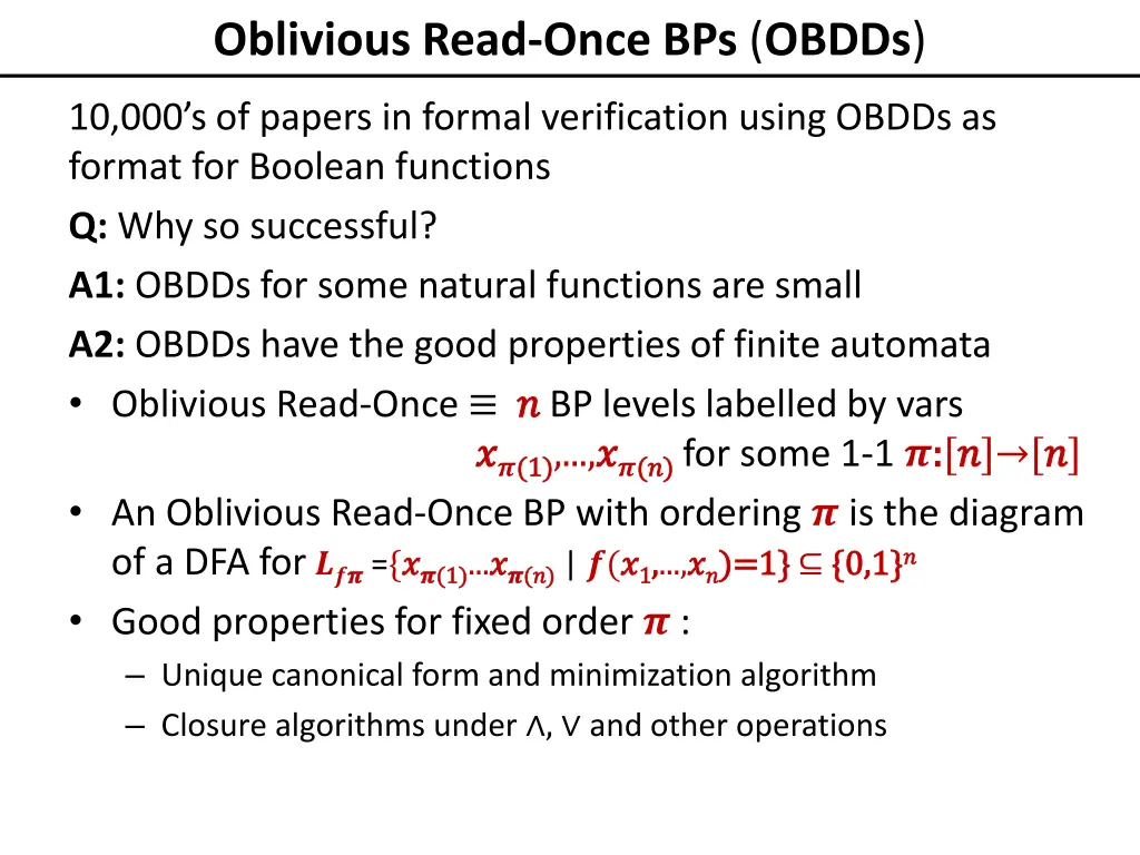 oblivious read once bps obdds