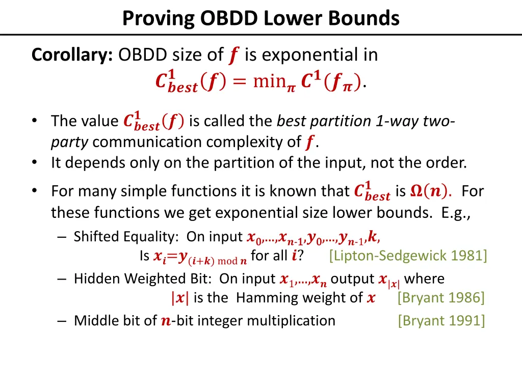 proving obdd lower bounds