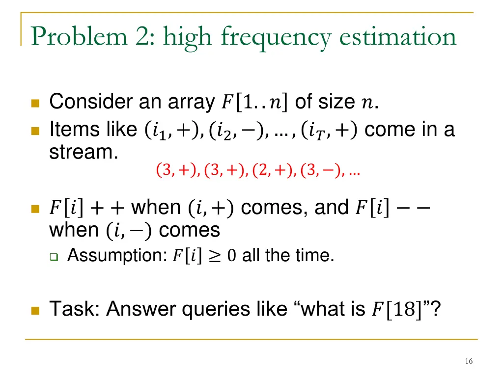 problem 2 high frequency estimation