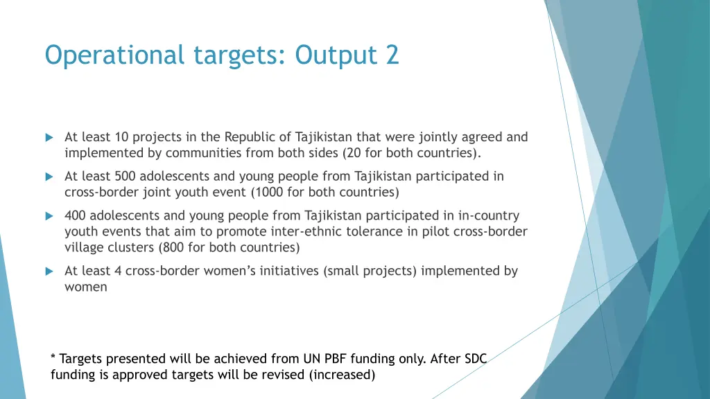 operational targets output 2 1