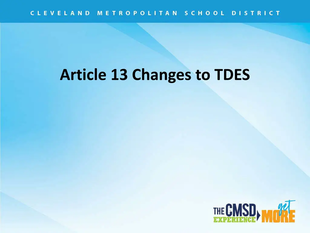 article 13 changes to tdes