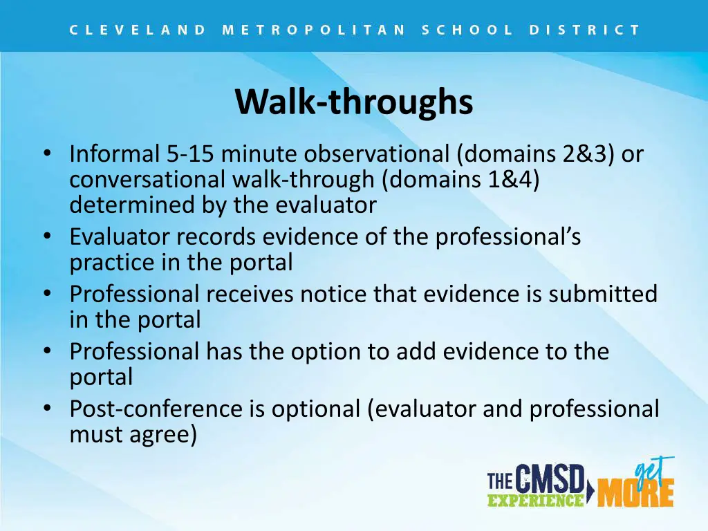 walk throughs 1