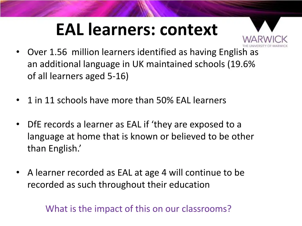 eal learners context