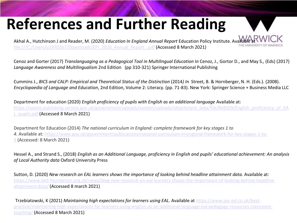 references and further reading