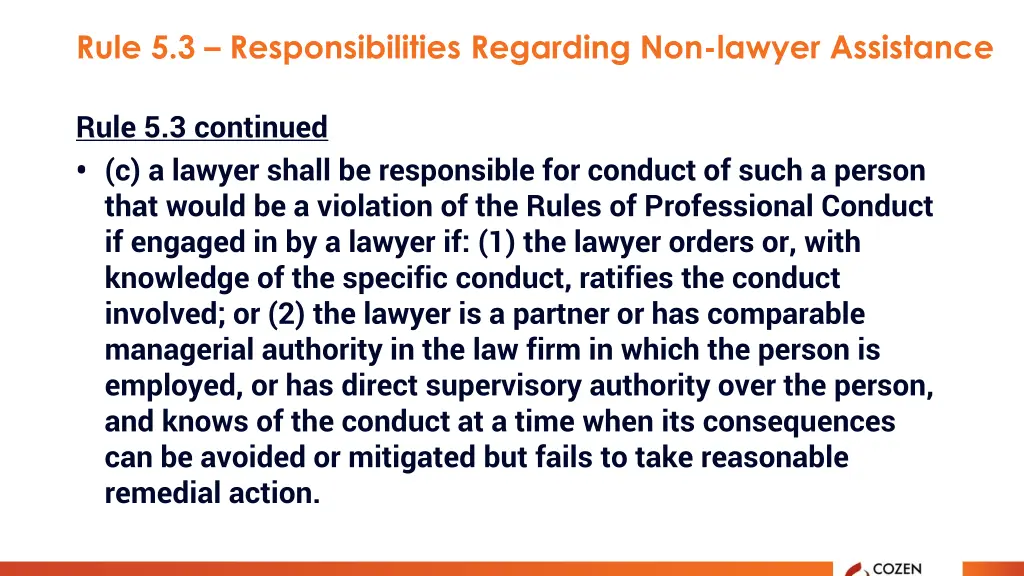 rule 5 3 responsibilities regarding non lawyer 1