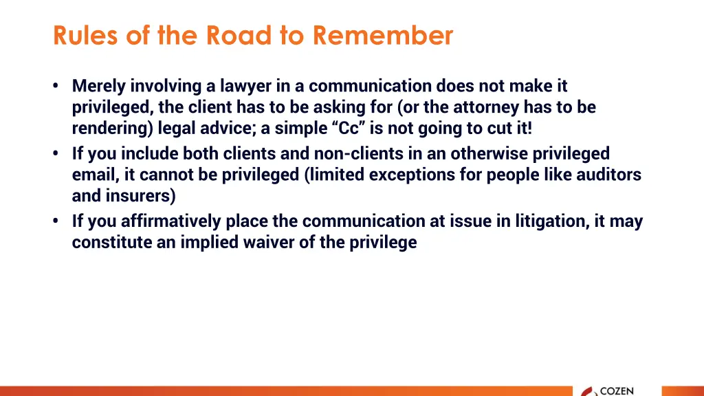 rules of the road to remember