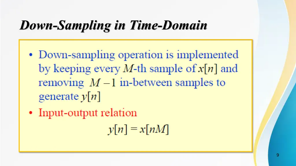 down sampling in time domain 1