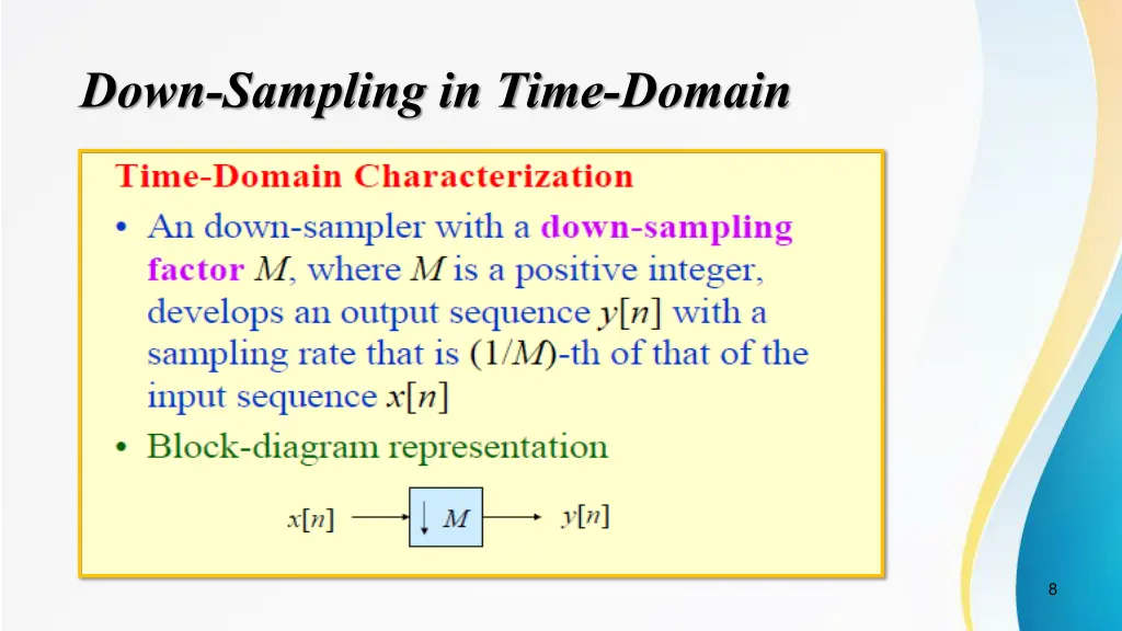 down sampling in time domain