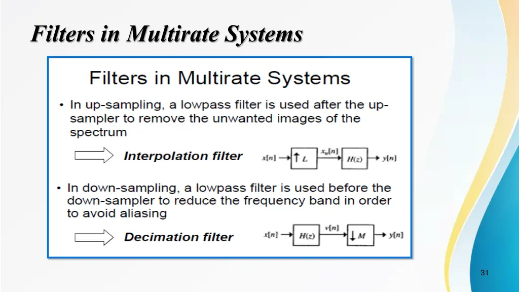 filters in multirate systems 1