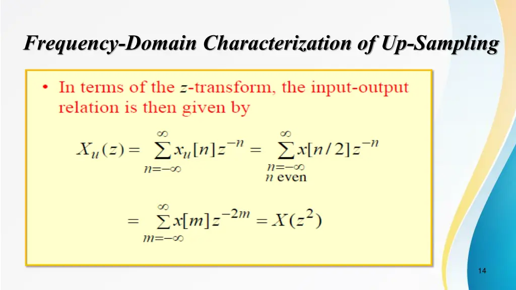 frequency domain characterization of up sampling 1