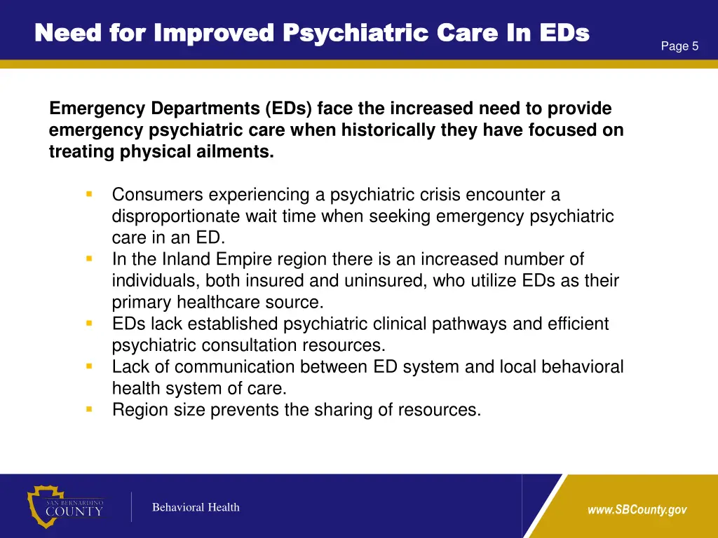 need for improved psychiatric care in eds need