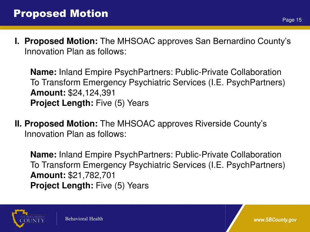 proposed motion