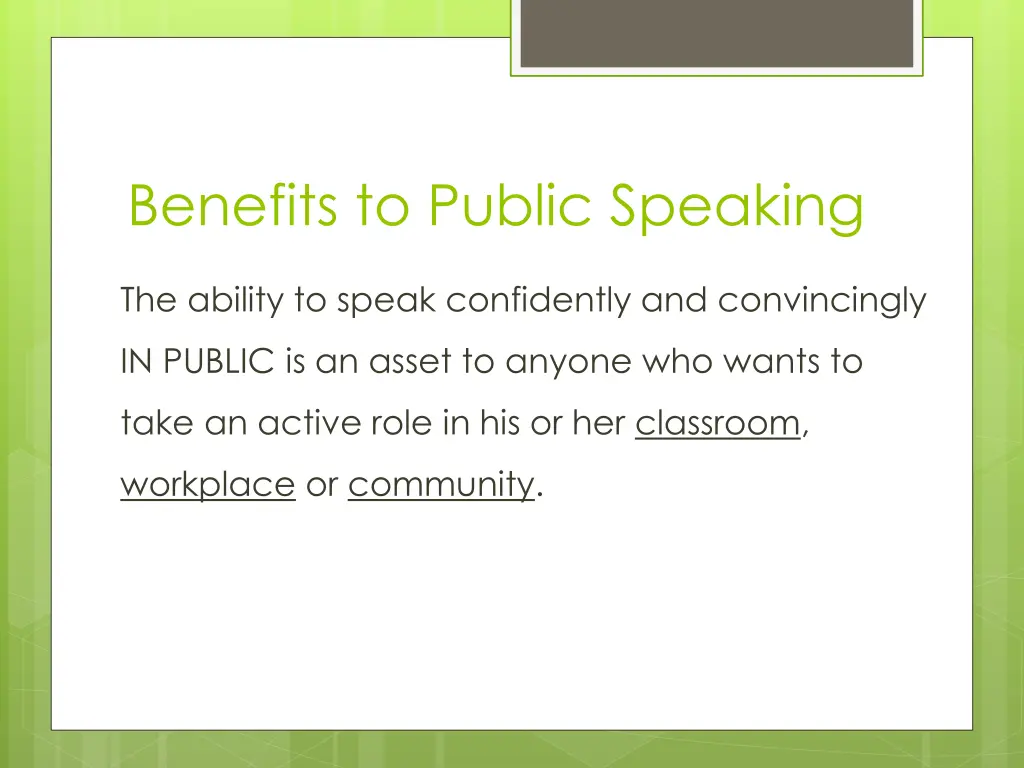 benefits to public speaking