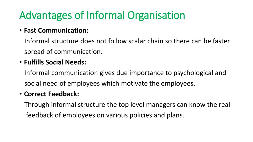 advantages of informal advantages of informal