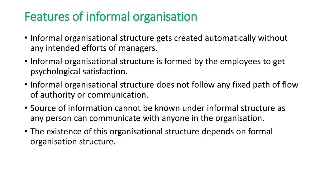 features of informal features of informal