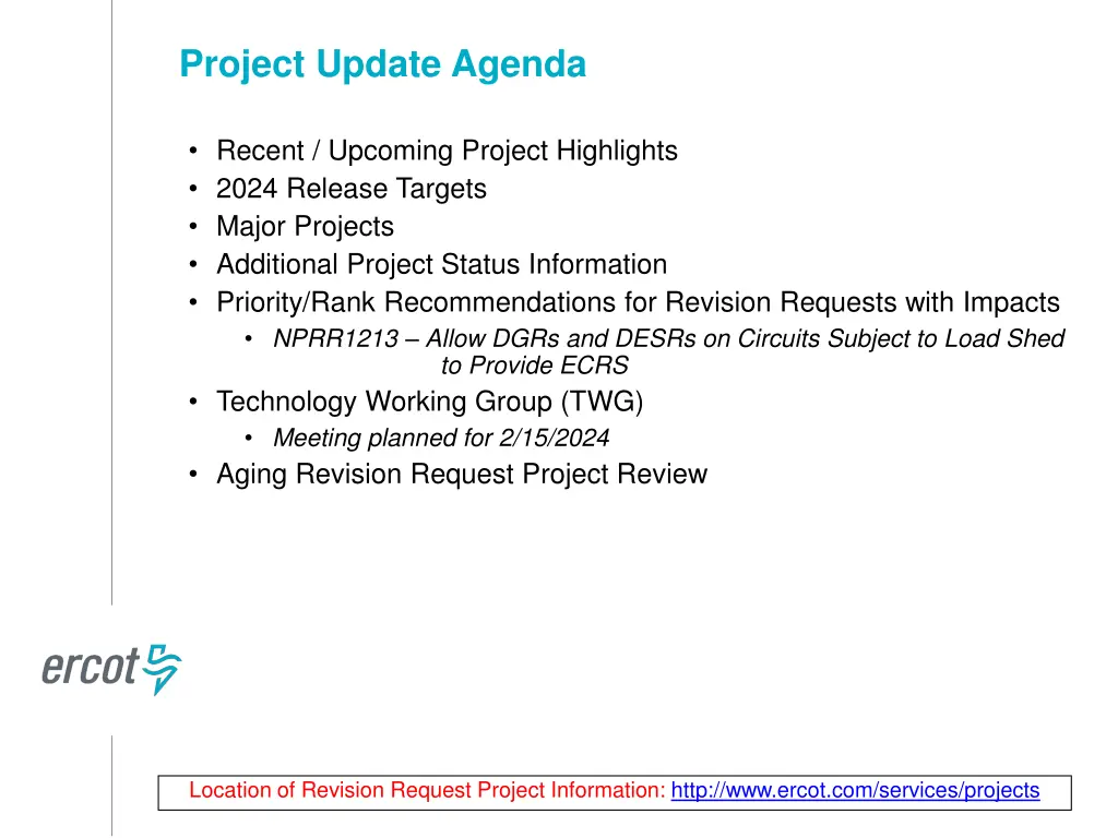 project update agenda