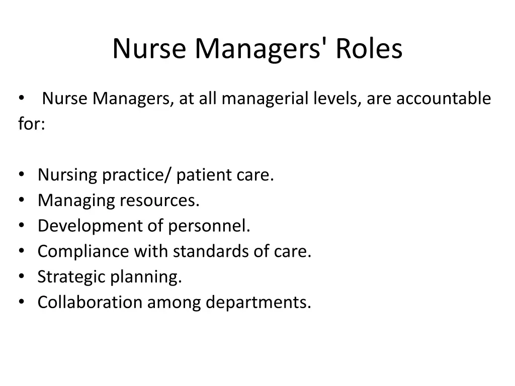 nurse managers roles