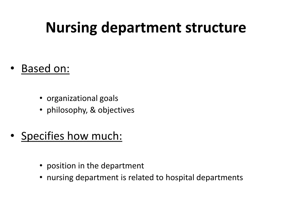 nursing department structure
