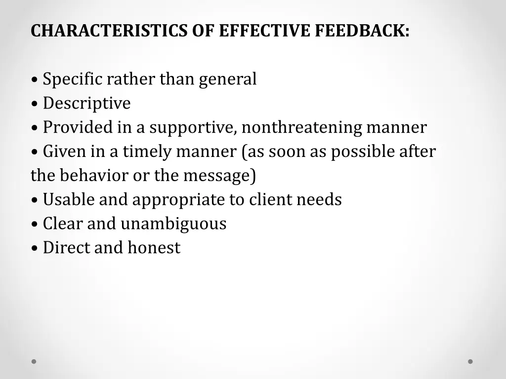 characteristics of effective feedback