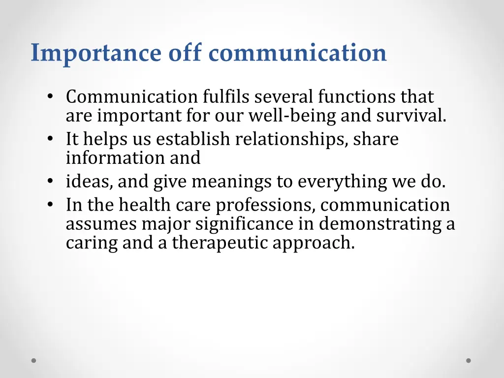 importance off communication