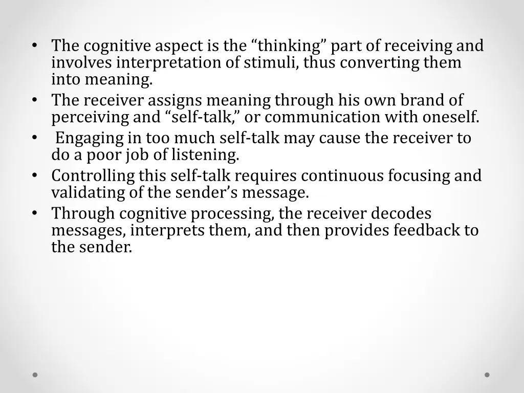 the cognitive aspect is the thinking part