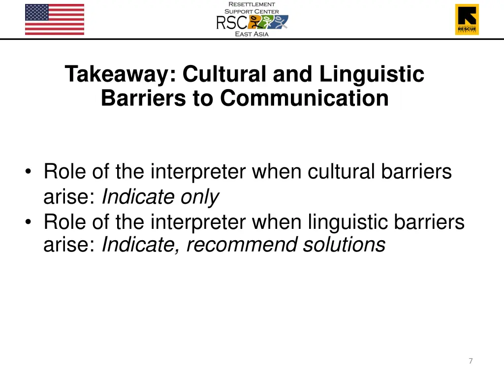 takeaway cultural and linguistic barriers