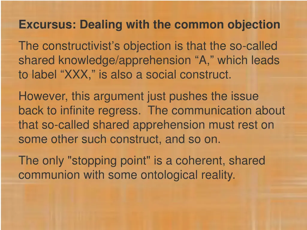 excursus dealing with the common objection