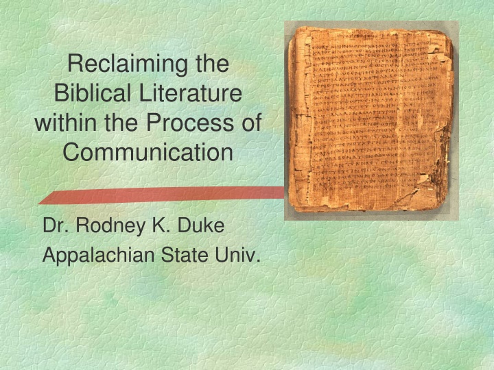 reclaiming the biblical literature within