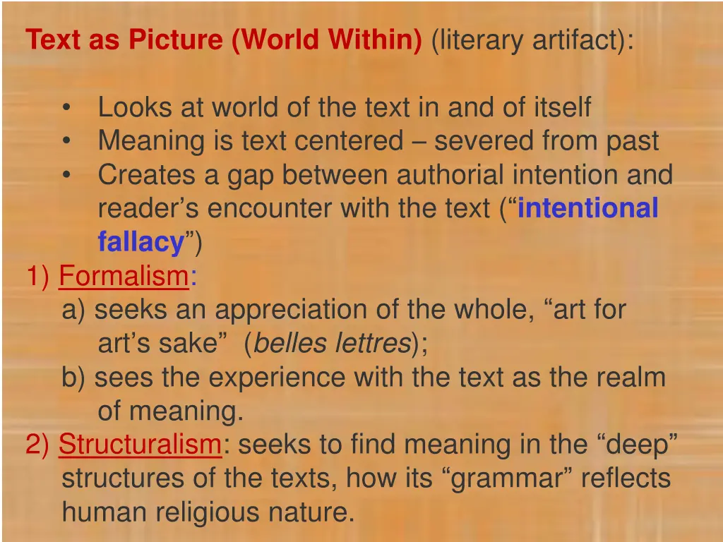 text as picture world within literary artifact