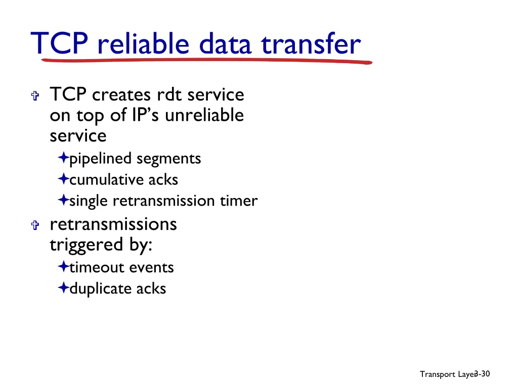 tcp reliable data transfer