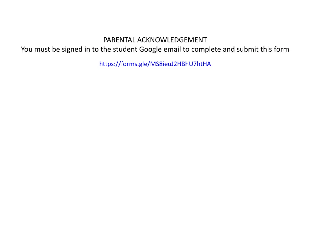parental acknowledgement