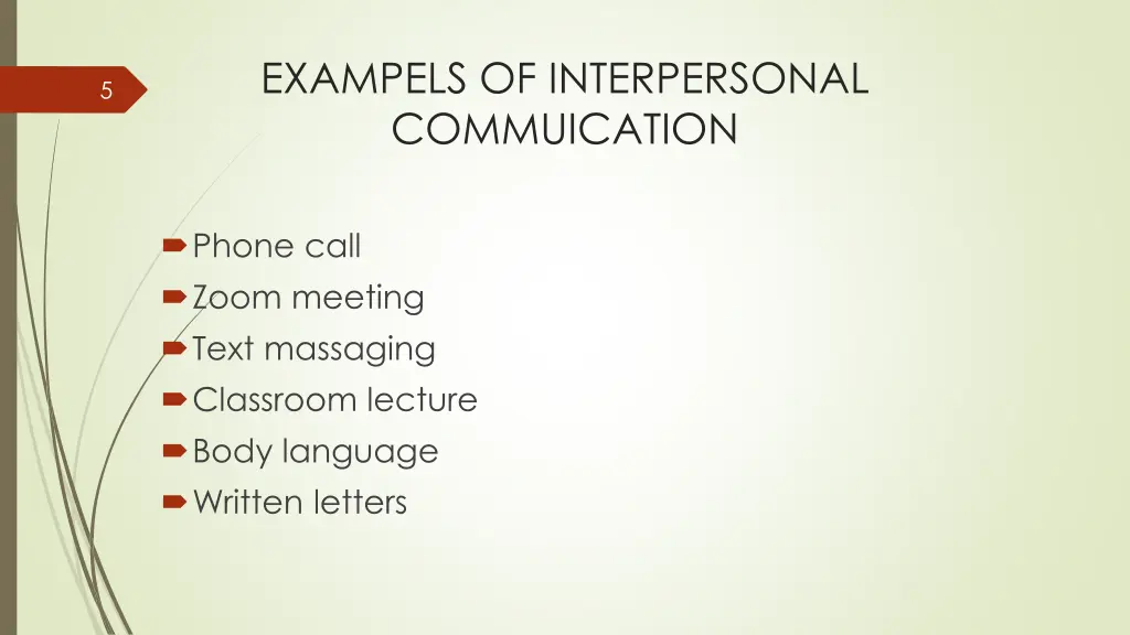 exampels of interpersonal commuication